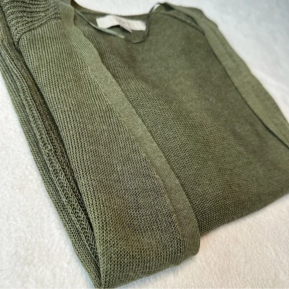 Loft Linen Rayon Blend Olive Green Cardigan No Closure Sage Army, size Medium - Picture 15 of 16